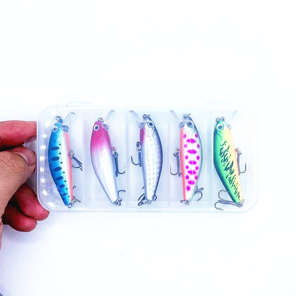 Shengyao 5Pcs/Boxed Minnow Kail Umpan Pancing Bentuk Ikan Kecil 5.5cm 6g Fishing Lure Sinking Bait