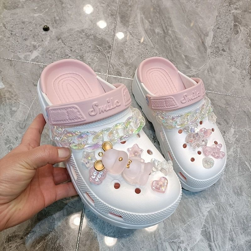 [Tanpa sepatu] Aksesoris sepatu Crocs Jibitz Woman New Pink Cute Charm DIY Button [tidak termasuk sepatu]