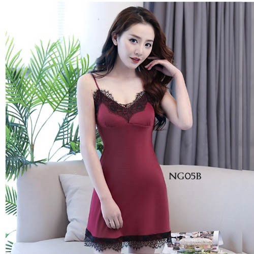 [PRIVASI AMAN] NIGHTGOWN SLEEPWEAR HOMEDRESS LINGERIE SATIN MAROON NG05B