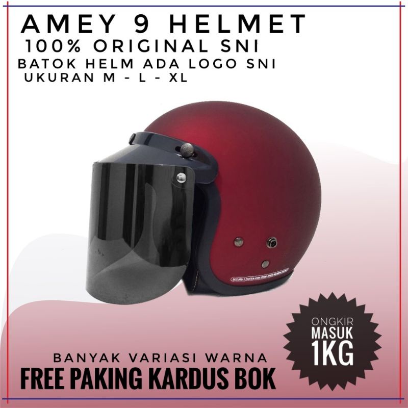 HELM BOGO RETRO DEWASA FULL LEHER KACA DATAR SNI