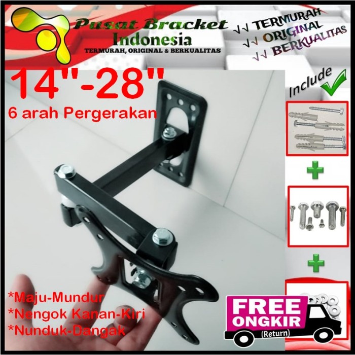 Bracket Tv 14 Monitor Lengan 14&quot; s/d 28&quot; 6 arah Fleksible PBI.SWK1-002