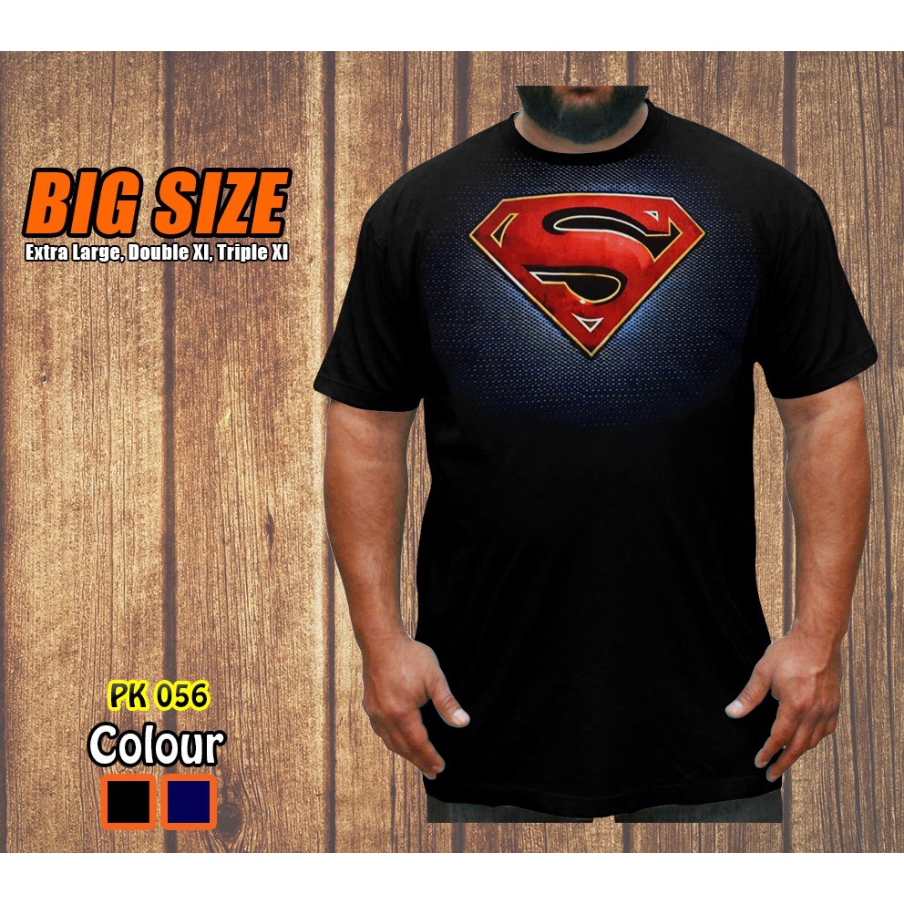 Kaos Superman New Big Sise Baju Superhero Jumbo Atasan Tshirt Rhymes Import Lengan Pendek XXXL