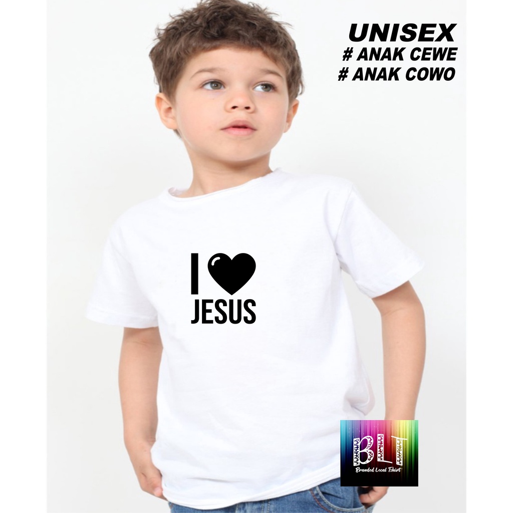 Promo Kaos I love Jesus Anak Anak  Lengan Pendek Combed 30S Atasan Anak2 cowok cewek Kaos Murah kaos anak kartun kaos anak anime kaos anak murah kaos anak hits kaos viral