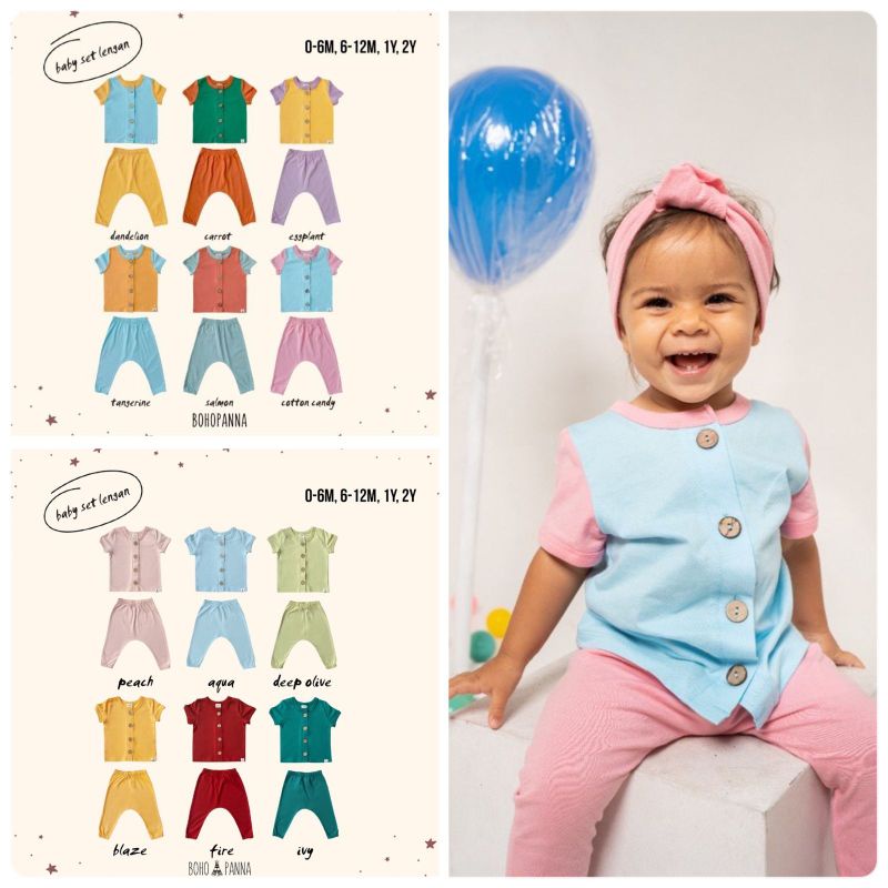 Bohopanna Baby Set Lengan / Bohobaby / Bohopana / Boho pana / Setelan Bayi / Baju Lengan Anak Lucu / Celana