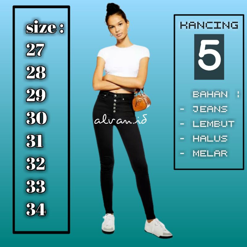 Celana Panjang Highwaist jeans . Celana Panjang HighWaist jeans Kancing 5