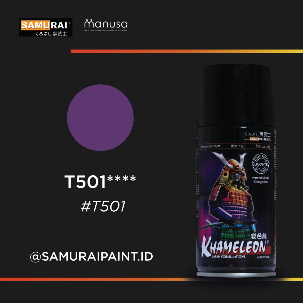 Samurai Paint 3D Paint Khameleon #T501 ( isi 300 ML &amp; Warna bunglon Ungu Muda ) samuraipaint.id