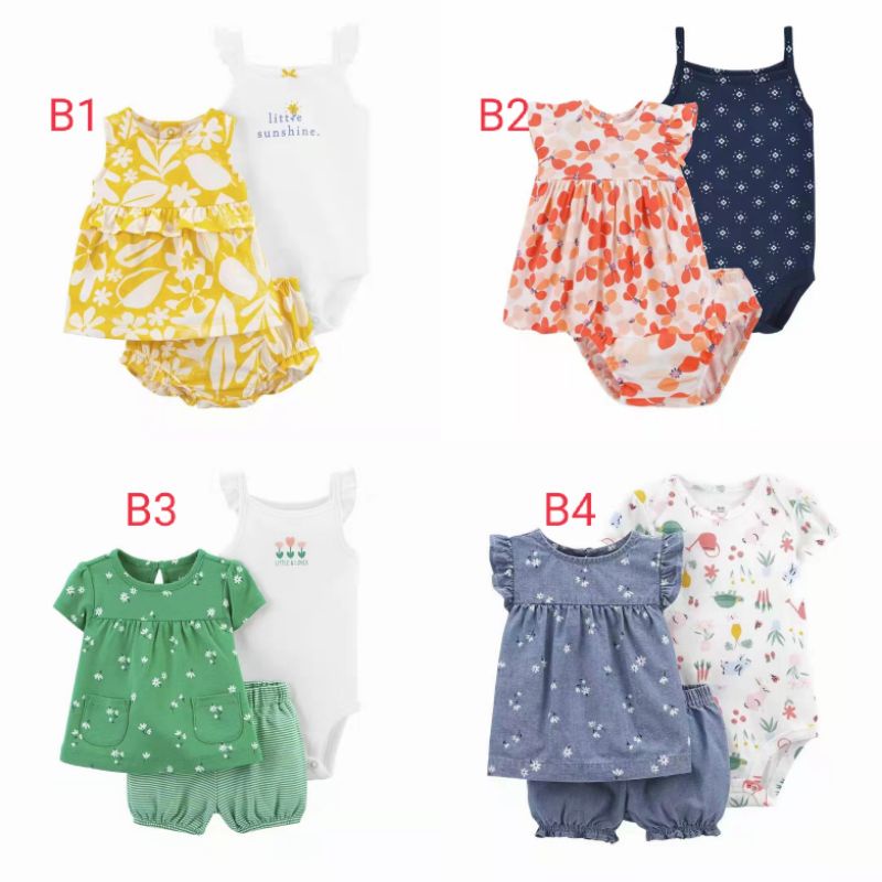 Setelan Baju bayi/ Set 3in1, set Tee 3in1 baby, Baju bayi import