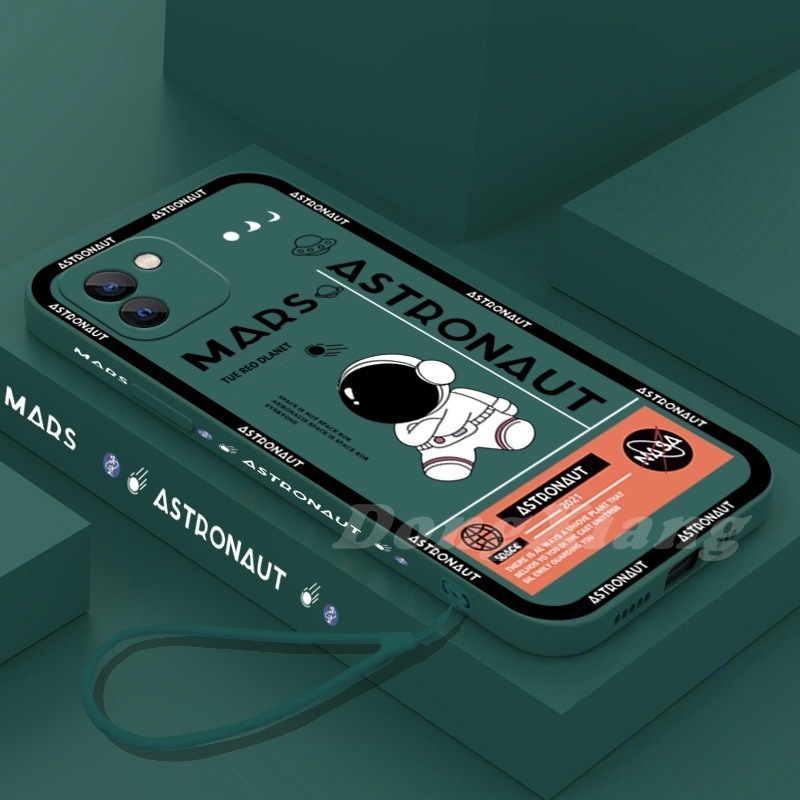 Casing Redmi A12 Softcase Note 12 Pro Note11S Redmi10C 10 9T 9A 9C Note10 Pro Note9 Note8 Poco M3 X3Pro X3NFC Keren Mars Astronot Lembut TPU Motif Samping Phone Cover Dengan Tali