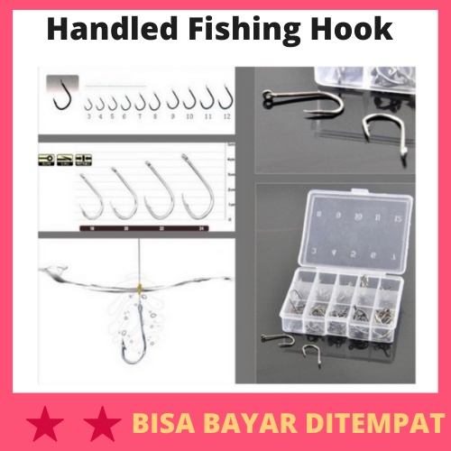 Handled Fishing Hook Ten Division No 3-12 Set / Mata Kail Pancing Mancing Set Lengkap Kotak Box Ukur