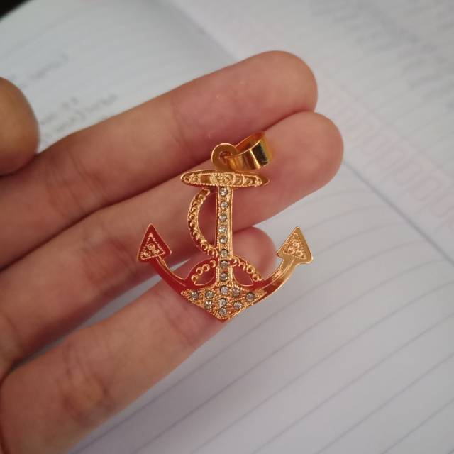 Liontin Jangkar Emas Muda Asli /Kalung Liontin Jangkar /Kalung Jangkar Permata /Kado Cowok /Hadiah