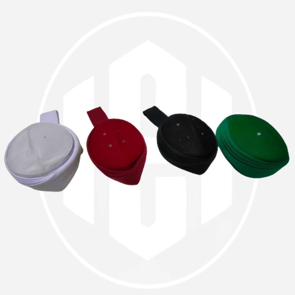 peci imamah permanen polos dan logo permanen 7m