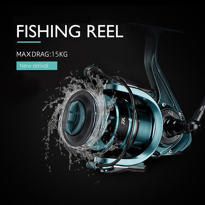 Reel Pancing Double Spool 14 + 1 Bb 15.5kg Max Drag Power Handle Metal