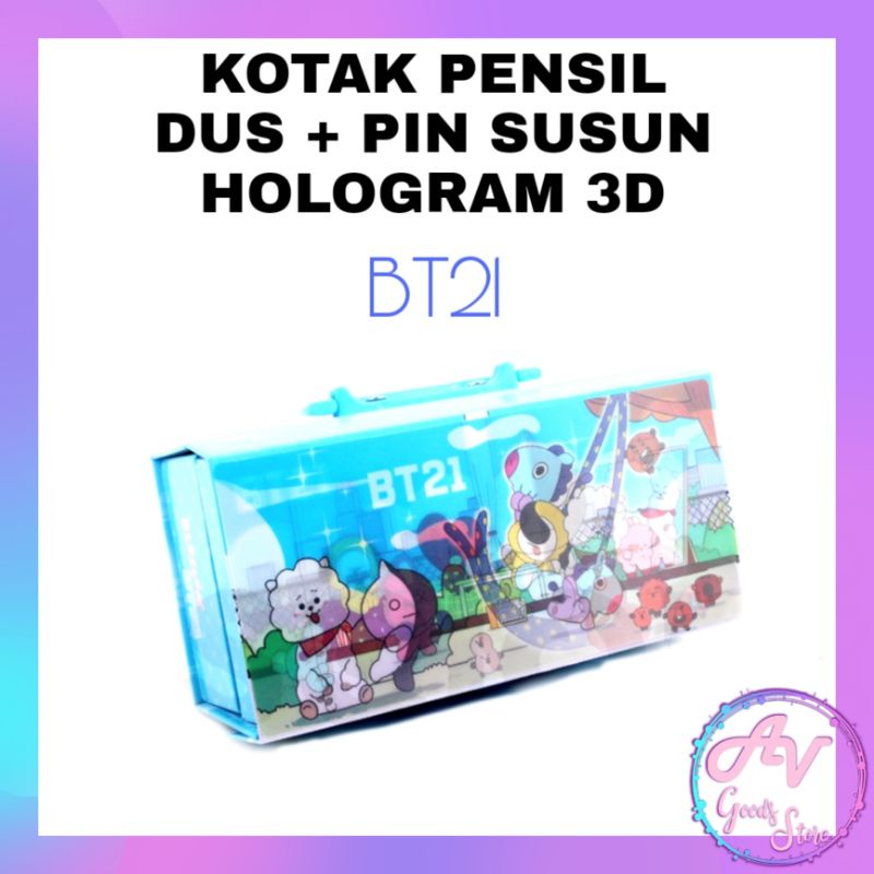 Kotak Pensil / Kotak Pensil Dus Pin Susun Karakter Hologram 3D / Tempat Pensil Dos Kode-4