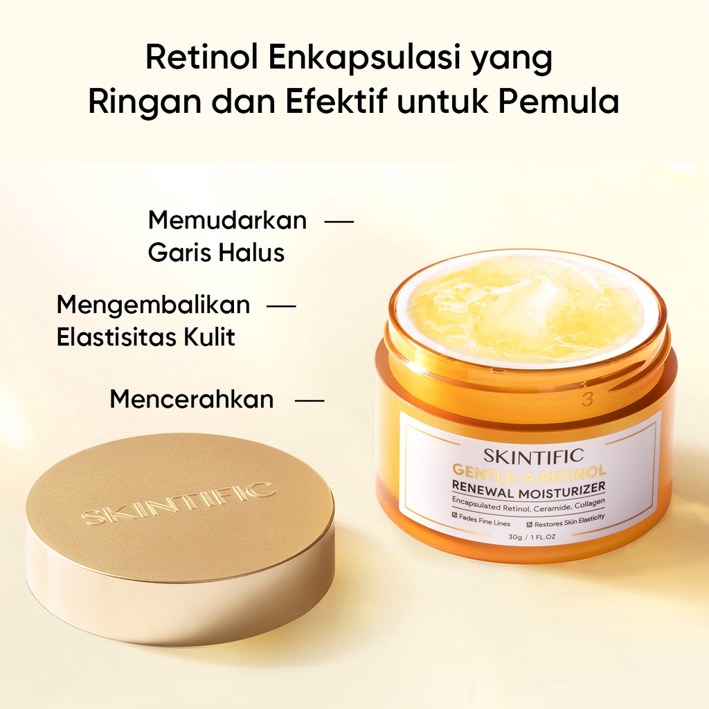 ★ BB ★  SKINTIFIC Gentle A Retinol Cream Renewal Moisturizer | Retinol Pelembab Wajah 30g [BPOM]