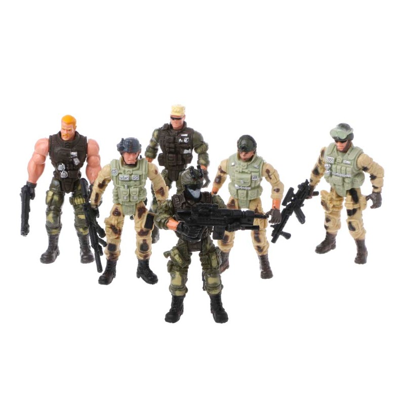 Wili❃ 6Pcs/Set Action Figure Army Soldiers Toy with Weapon Military Figures Child Toy