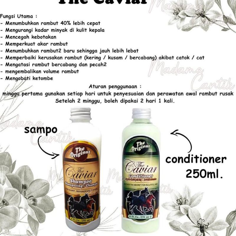 PENUMBUH RAMBUT PALING AMPUH ANTI RONTOK BOTAK PAKET THE CAVIAR 2 in 1 SHAMPOO + CONDITIONER BPOM