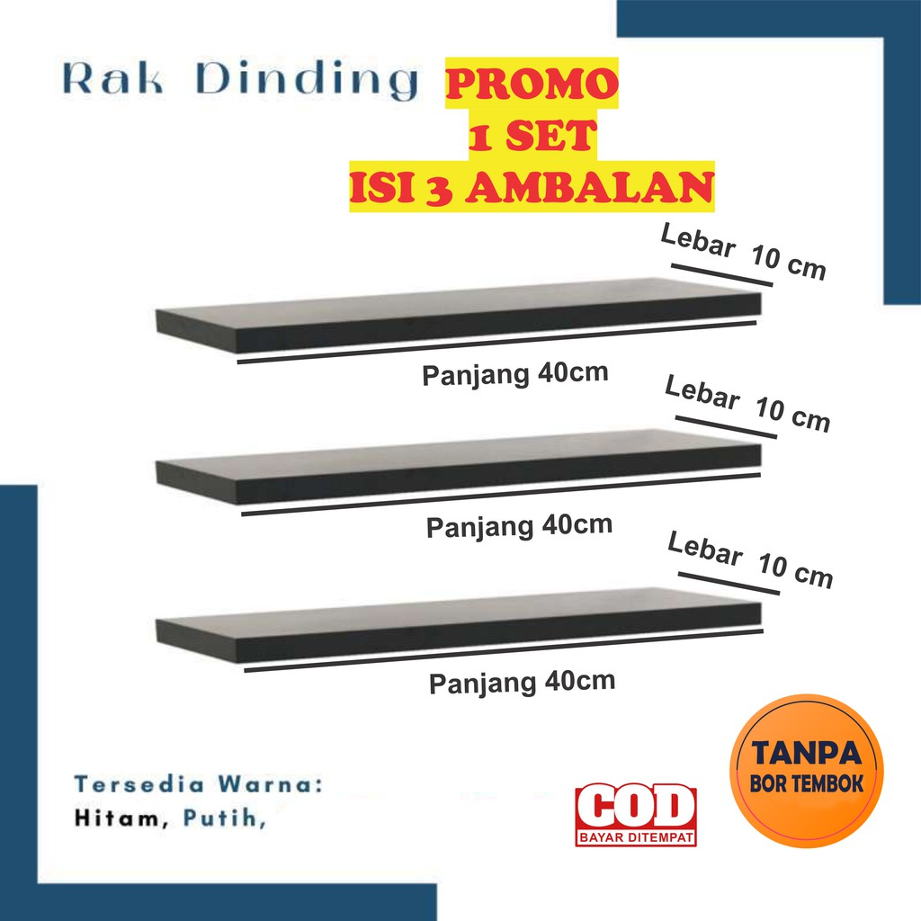 Promo Rak Dinding SLIM (1 Set 3 Pc) UK 40 40 40 Rak Dinding Minimalis Ambalan Rak Dinding Tempel