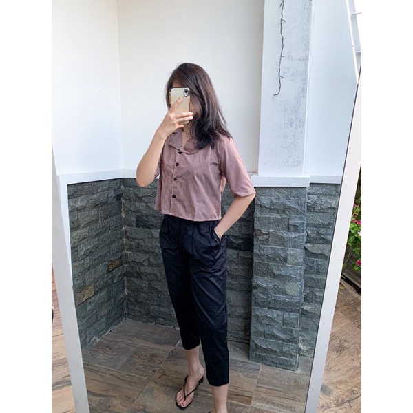 kz_ kemeja crop lengan3/4 korean style / kemeja crop cocok semua event