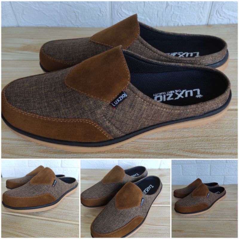 Bustong Pria Kulit Sintetis Premium Kasual Slip On Cowok Sol Karet Lentur Suede