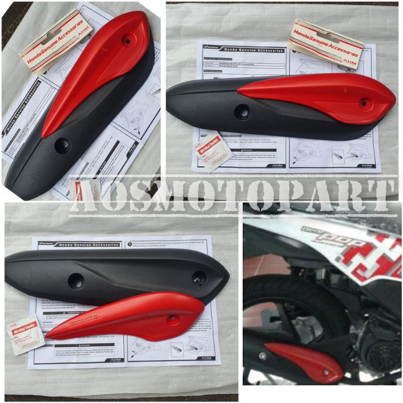 tutup knalpot beat pop + garnish variasi cover tameng knalpot beat pop warna merah resmi Honda
