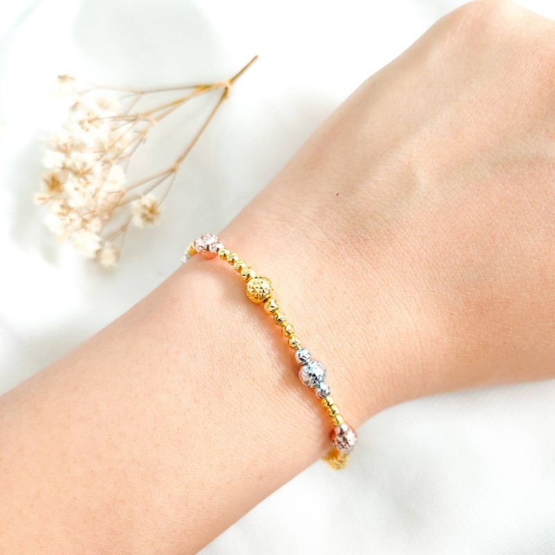 gelang merica 3 warna emas asli kadar 875 serut merica
