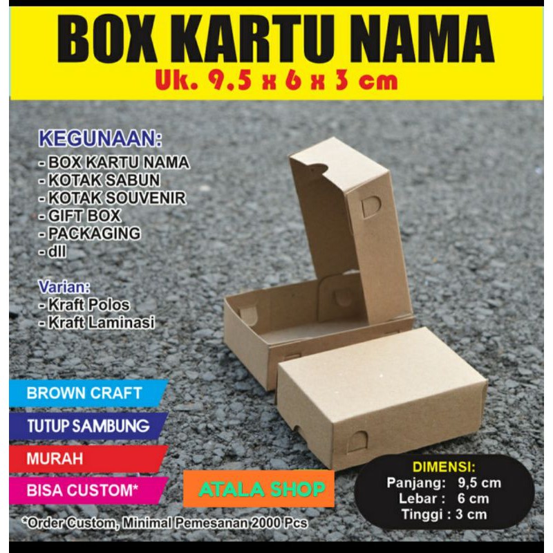

Box Kartu Nama Polos, Souvenir, Kotak Sabun, Packaging Kraft Size 9.5x6x3cm (isi 10pcs)