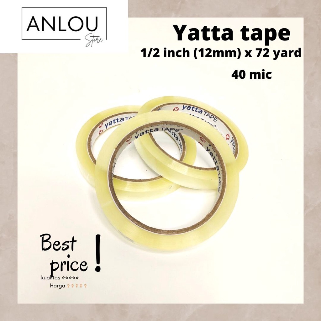 

Isolasi bening Yatta 1/2 inch x 72 yard lakban Bening/Clear 12mm - Per Dus