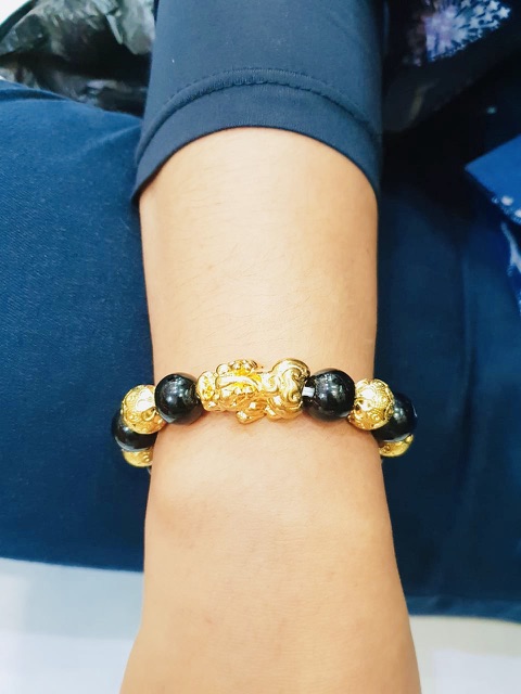 Gelang batu hitam gelang pixu lapis emas yaxiya