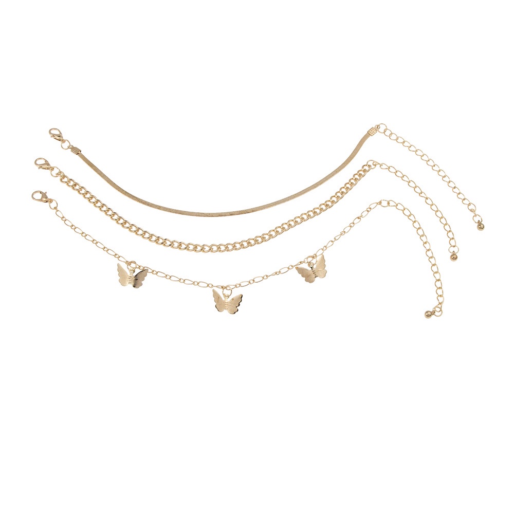 Gelang Kaki Titanium 3 Layer Gold Premium Korea Fashoin Style