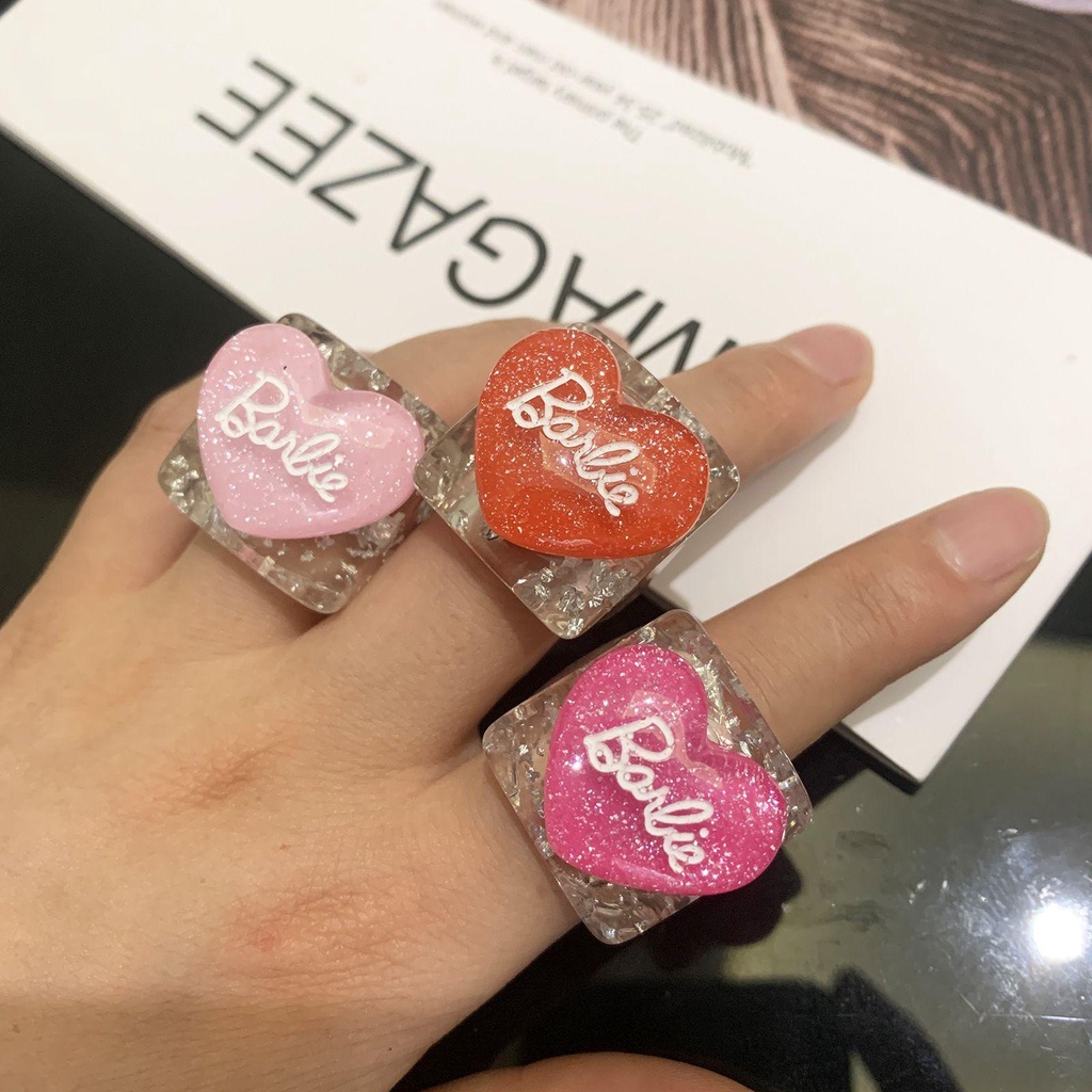 Rebuy Resin Cincin Kepribadian Lucu Huruf Hati Kartun Korea Perhiasan Fashion