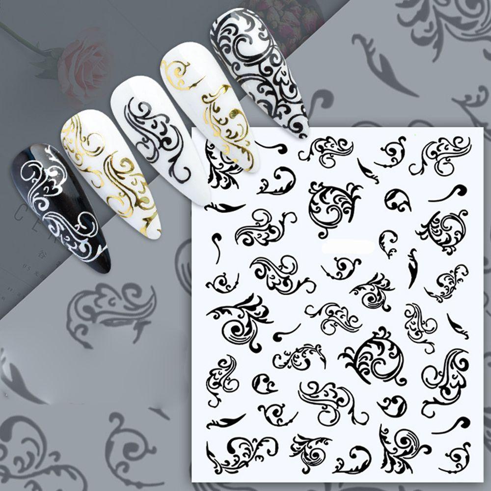 R-flower 1lembar Stiker Nail Art Hiasan Kuku Manicure Decor Retro Aksesoris Perhiasan Kuku