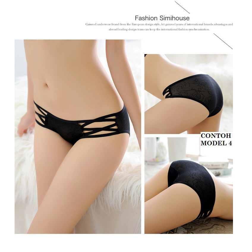 Women Panties  1 Set Dapat 4 Model Berukat Sexy Comfortable Hot Colorful Nyaman Elastis Banyak Model