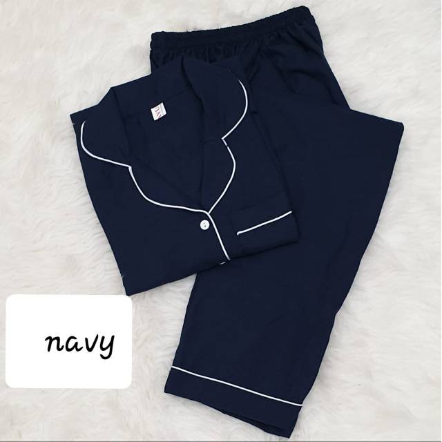 BAJU TIDUR ANAK DEWASA COWOK CEWEK KKIK / Piyama katun silk polos (cp) lgn pdk cln pjg