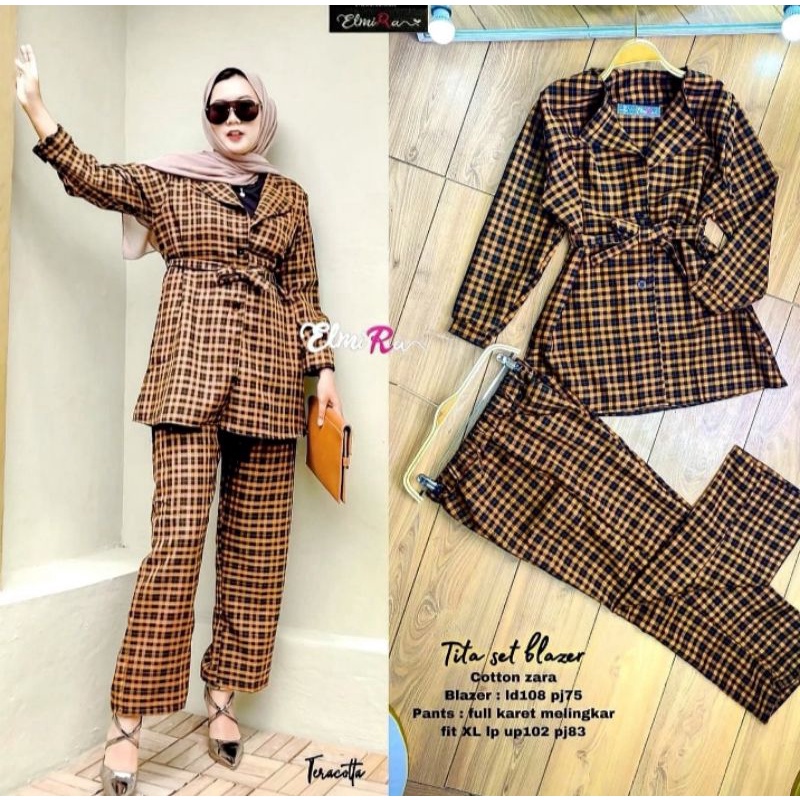 TITA SET BLAZER || SET WANITA || COTTON ZARA