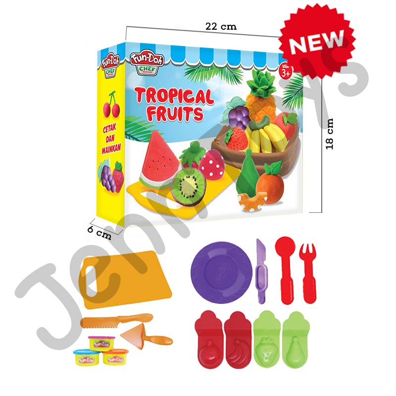 JennToys - Mainan Anak Fundoh Mainan Set Fun Doh Mainan anak perempuan Dough - FD TROPICAL FRUIT