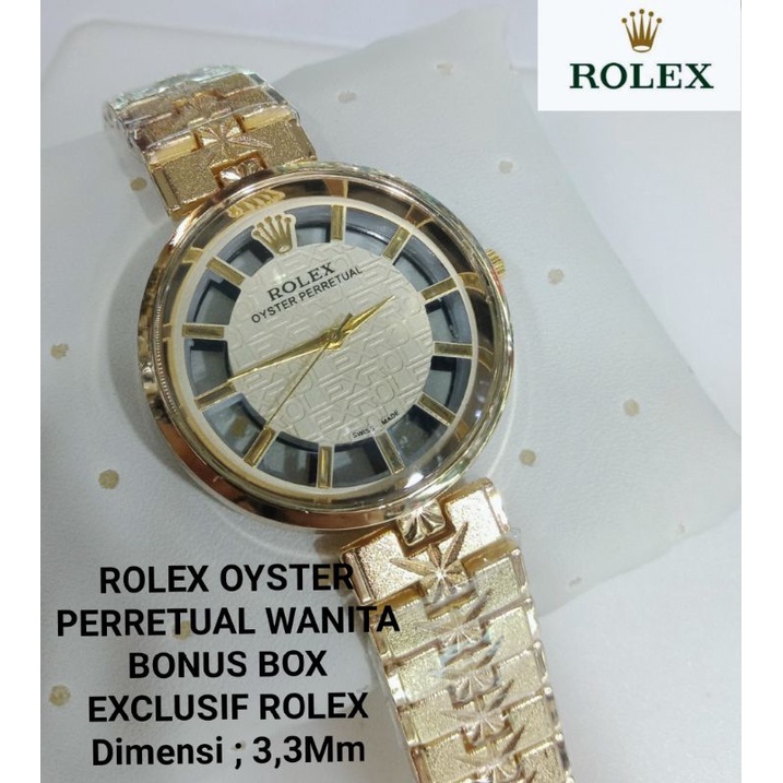 Jam Tangan Wanita ROLEX OYSTER Analog 3.3mm Rantai Steel Free Box Ori & Batrai Cadangan