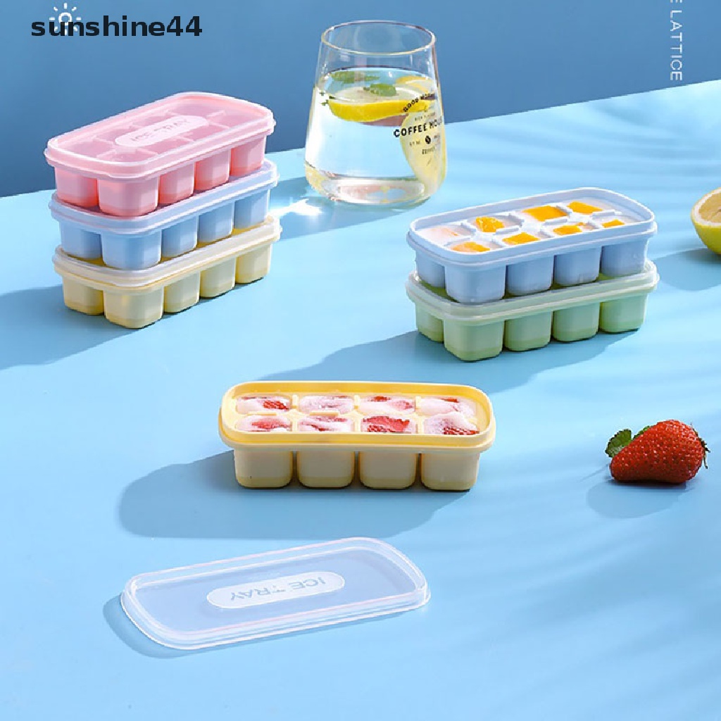 Sunshine Cetakan Es Batu / Buah 8 Sekat Bahan Silikon Dengan Cover Transparan Untuk Musim Panas