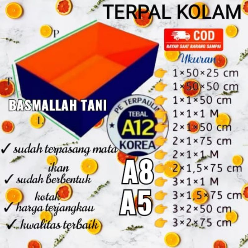 terpal kolam ikan 200x100x100 typeA5 dan A8 dan A12