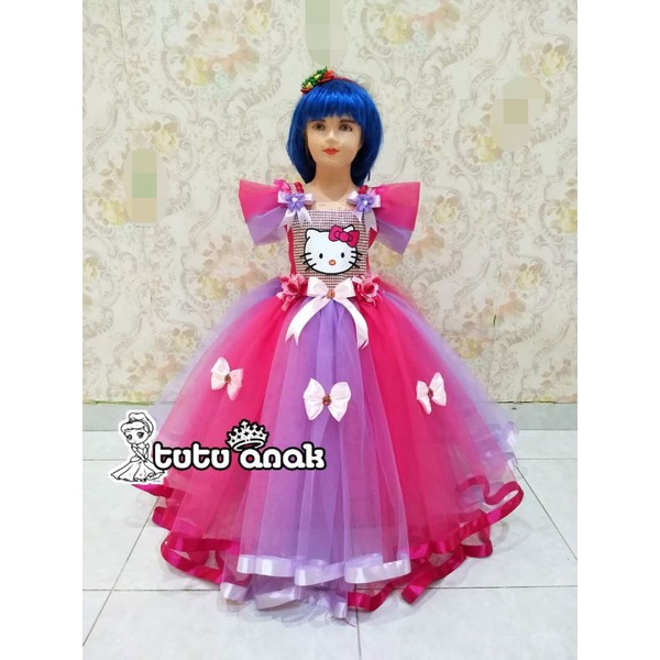 BAJU ANAK PEREMPUAN / BAJU PESTA ANAK HELLO KITTY/ DRESS TUTU ANAK HELLO KITTY/ BAJU ULANG TAHUN KAR
