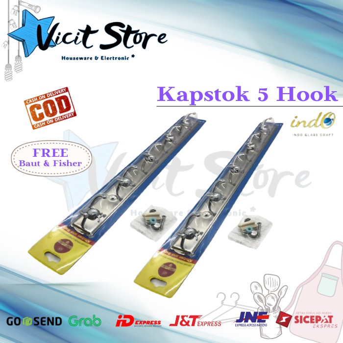 Kapstok Stainless Pintu / Gantungan Baju Pintu 5 Hook