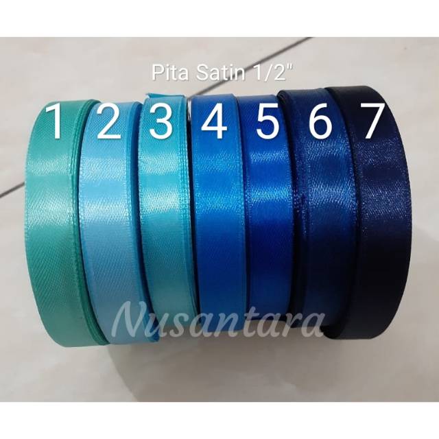 Pita Satin 1/2&quot; per roll,Pita Satin 1/2 inch Blue series, Pita satin 1.25cm seri biru