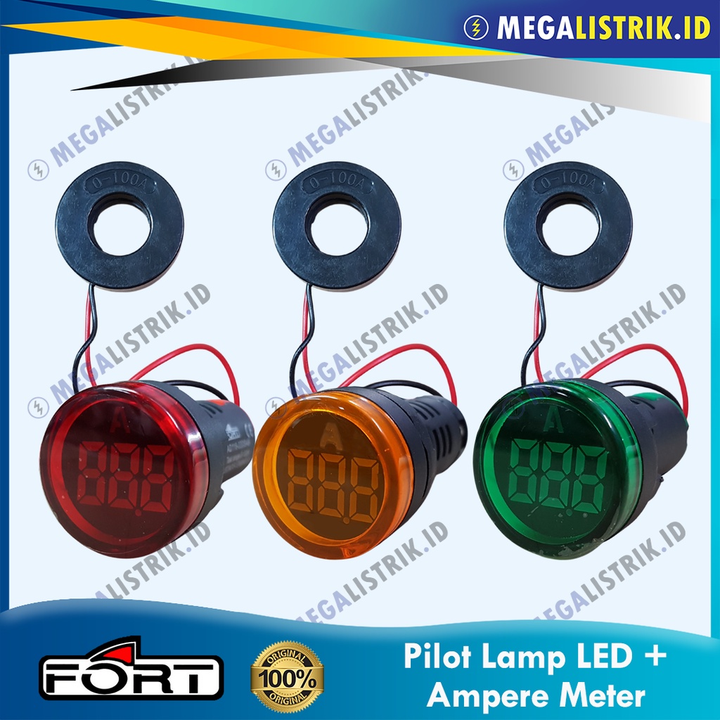 FORT PILOT LAMP + AMPERE METER / LAMPU KONTROL PANEL LED + INDIKATOR AMPERE METER