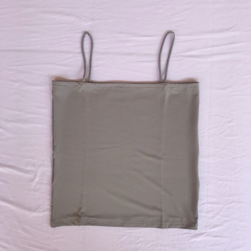 Tanktop Wanita Polos Square Tanktop Tali kecil-Abu-Abu