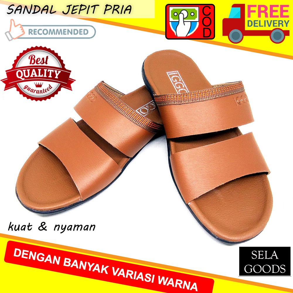 SANDAL PRIA SENDAL PRIA KASUAL SANDAL KASUAL PRIA FASHION Double Strap - Coklat Muda