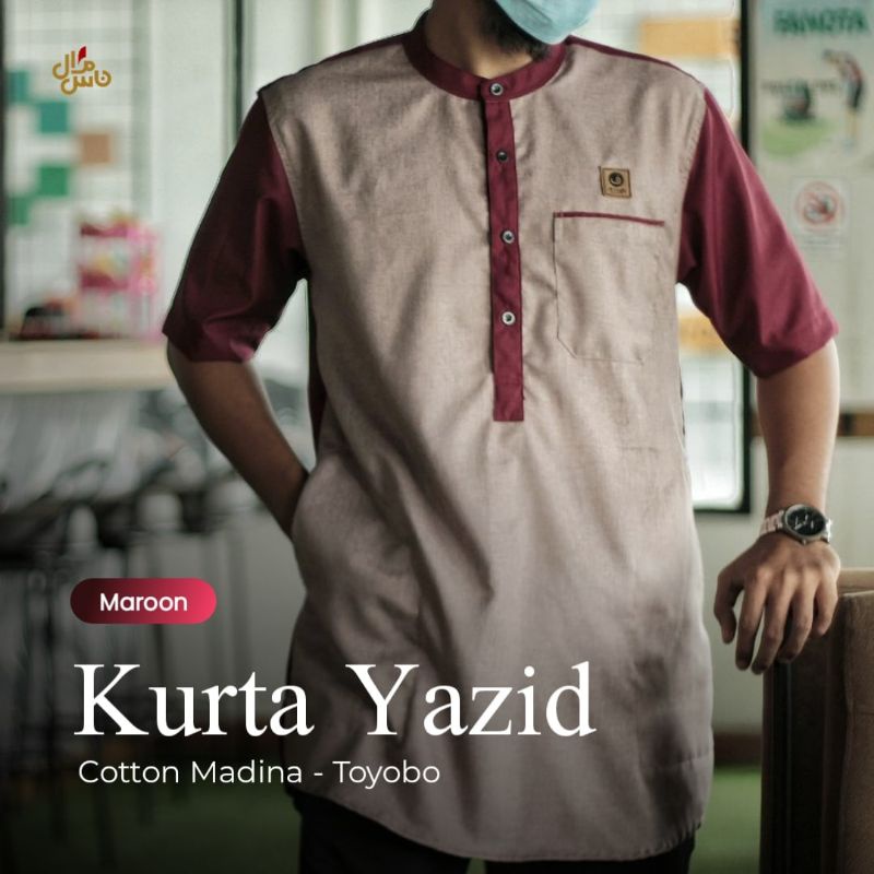 Kurta Pria Koko Pria Yazid Bahan Cotton Madian Toyobo