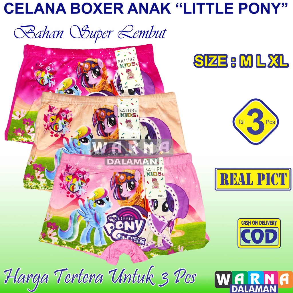 3 Pcs Boxer Anak Perempuan Gambar Kartun Celana Dalam Anak Cewek Terkini | WARNA DALAMAN