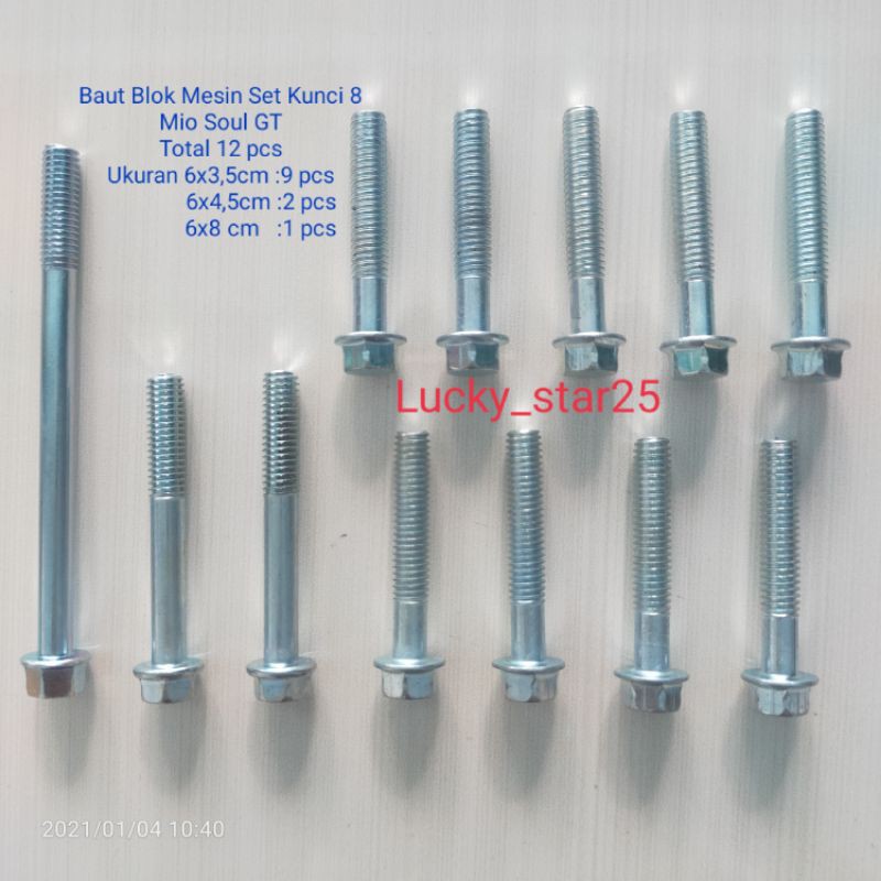 Baut Blok Mesin Set Kunci 8 Mio Soul GT