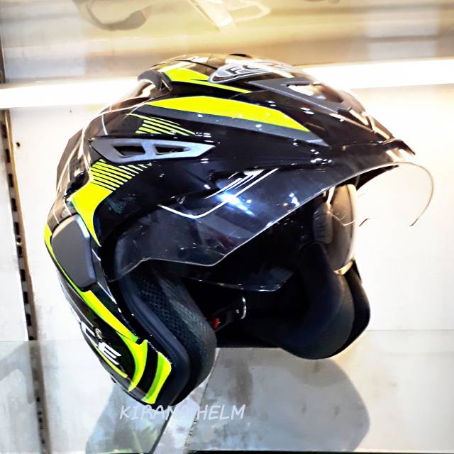 Helm Force 2Kaca Double Visor Motif Force Hitam Kombinasi Hijau