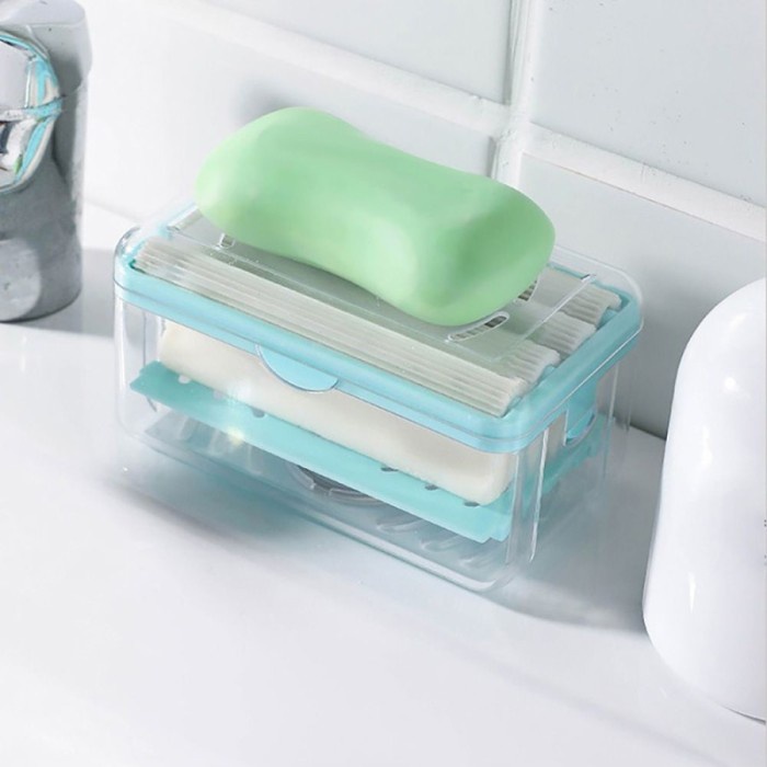 DISPENSER SABUN BATANG 2in1 Kotak Sabun Batang + Sikat Dish Soap Wash Clothes Gadget Portable