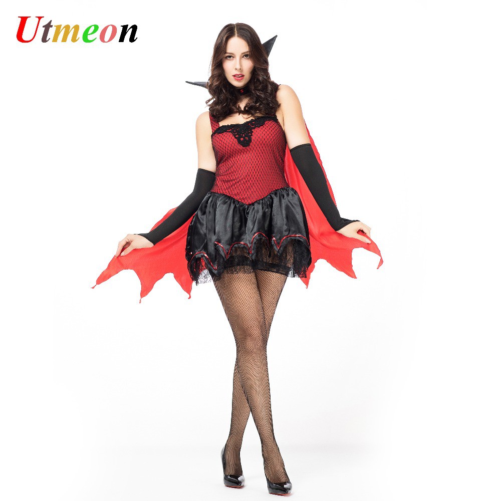 Gratis ongkir Sexy Adult Women Deluxe Vampire Costume for Halloween Noble Queen Vampire Costume